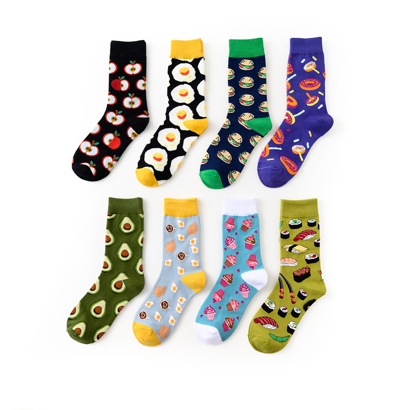 Dessert Poached Autumn And Winter Series Avocado Creative Personality Cotton Socks Tube Socks Wholesale